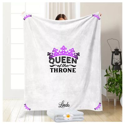 Customized Throw Blankets for Friends &amp; Family &quot;Queen of the throne&quot;| Gift for Mom| Customized gift for Her| Gift for Sister| Holiday Gift for Her| Housewarming Gif| Birthday gift for Her