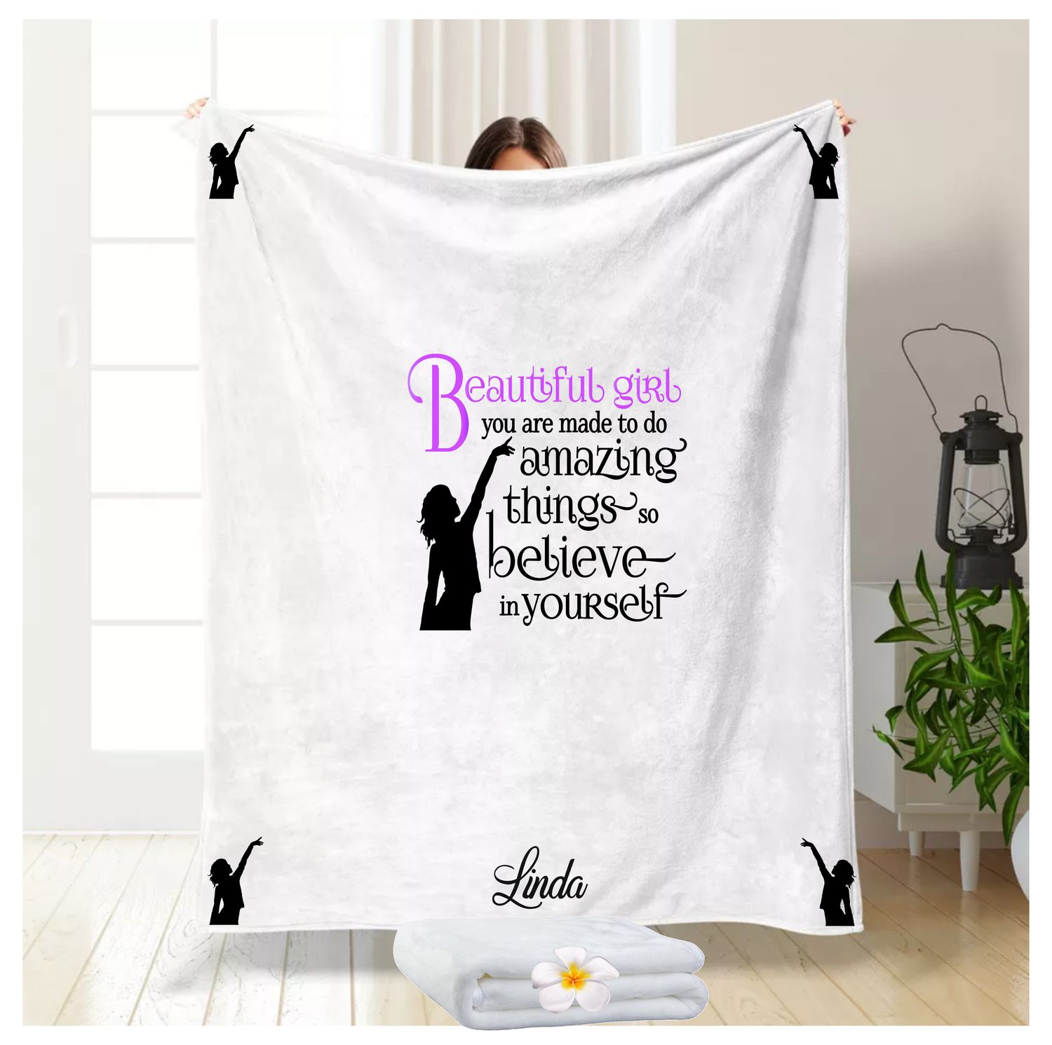 Customized Throw Blankets for Friends &amp; Family &quot;Beautiful Girl&quot;| Gift for Mom| Customized gift for Her| Gift for Sister| Holiday Gift for Her| Housewarming Gif| Birthday gift for Her
