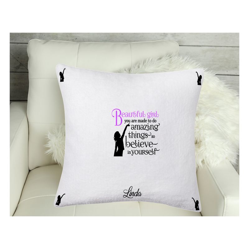 Customized Throw Pillows for Her &quot;Beautiful Girl&quot;| Gift for Daughter| Customized gift for Friend| Gift for Sister| Holiday Gift for Her| Housewarming Gift| Birthday Gift for her