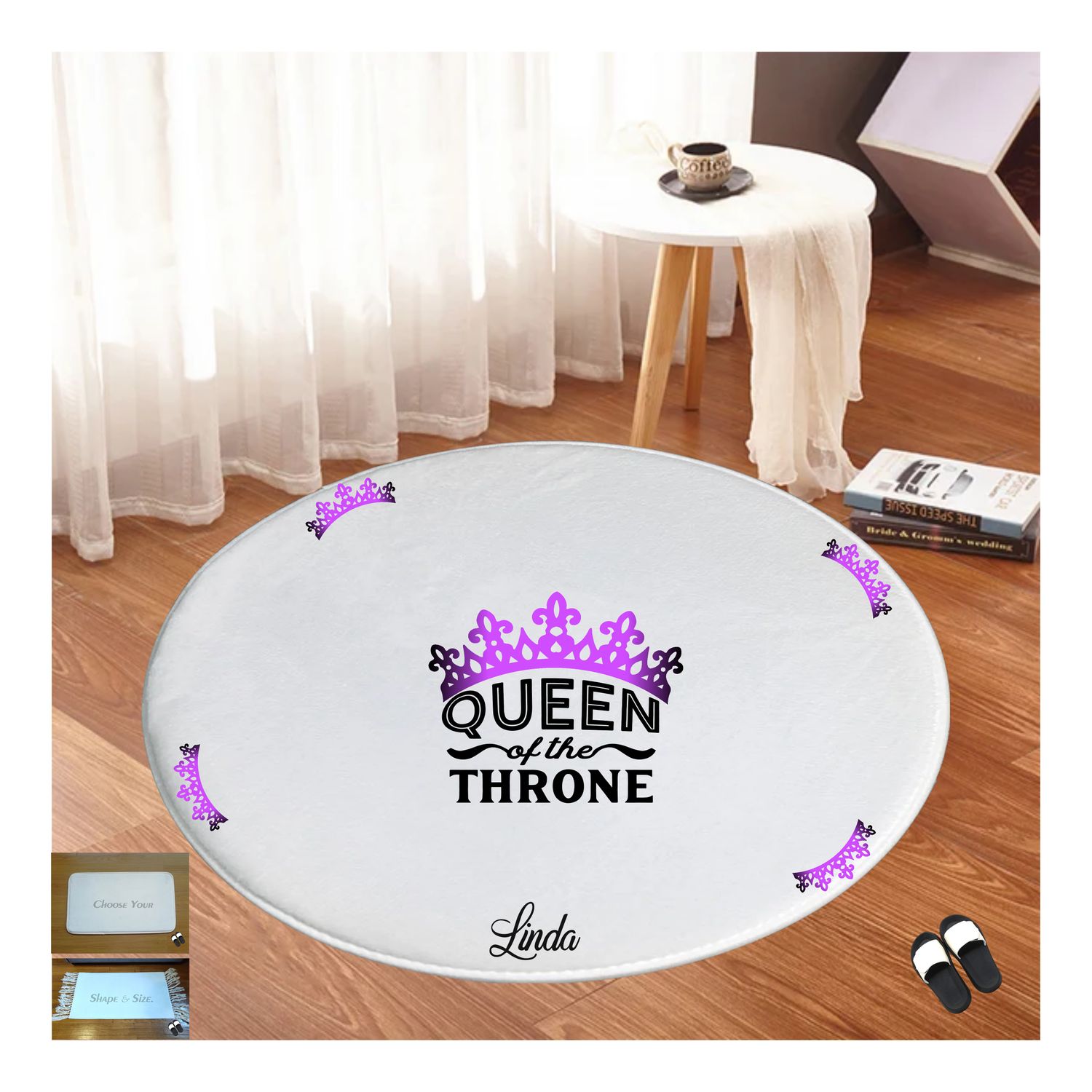 Customized Floor Mat &quot;Queen of the throne&quot;| Bedroom Mat| Customized gift for Friend| Gift for Sister| Holiday Gift for Her| Housewarming Gift| Birthday Gift for her