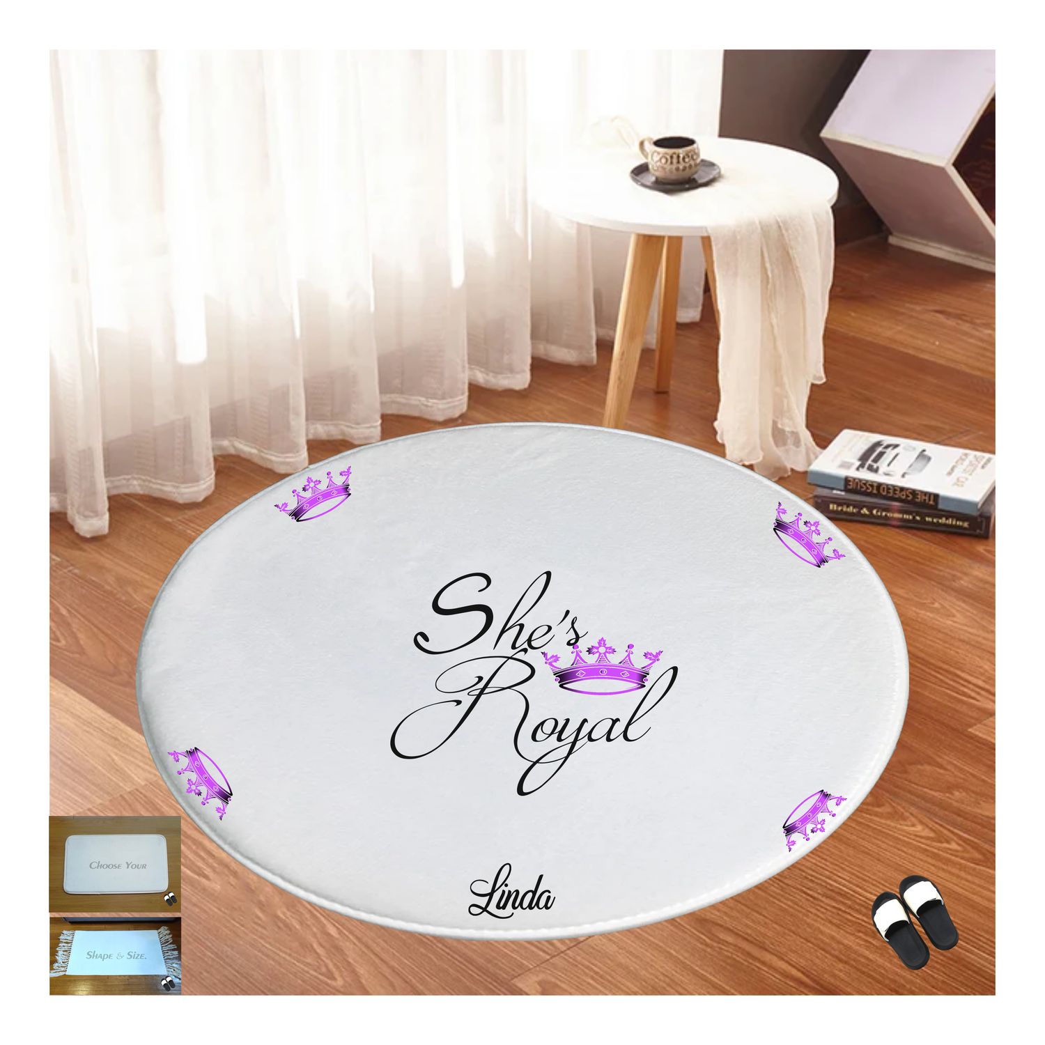 Customized Floor Mat &quot;She&#39;s Royal&quot;| Bedroom Mat| Customized gift for Friend| Gift for Sister| Holiday Gift for Her| Housewarming Gift| Birthday Gift for her