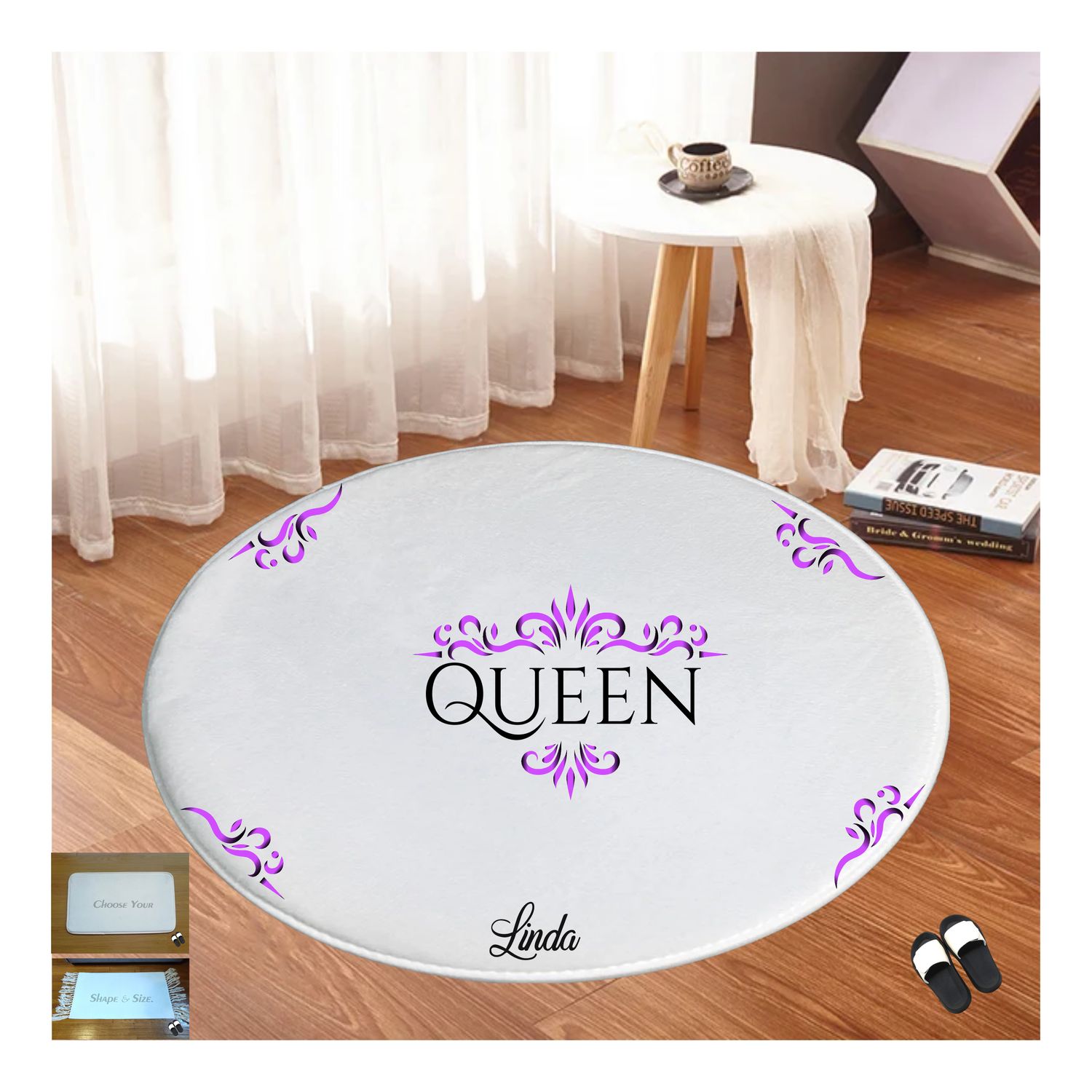 Customized Floor Mat &quot;Queen&#39;&#39;| Bedroom Mat| Customized gift for Friend| Gift for Sister| Holiday Gift for Her| Housewarming Gift| Birthday Gift for her