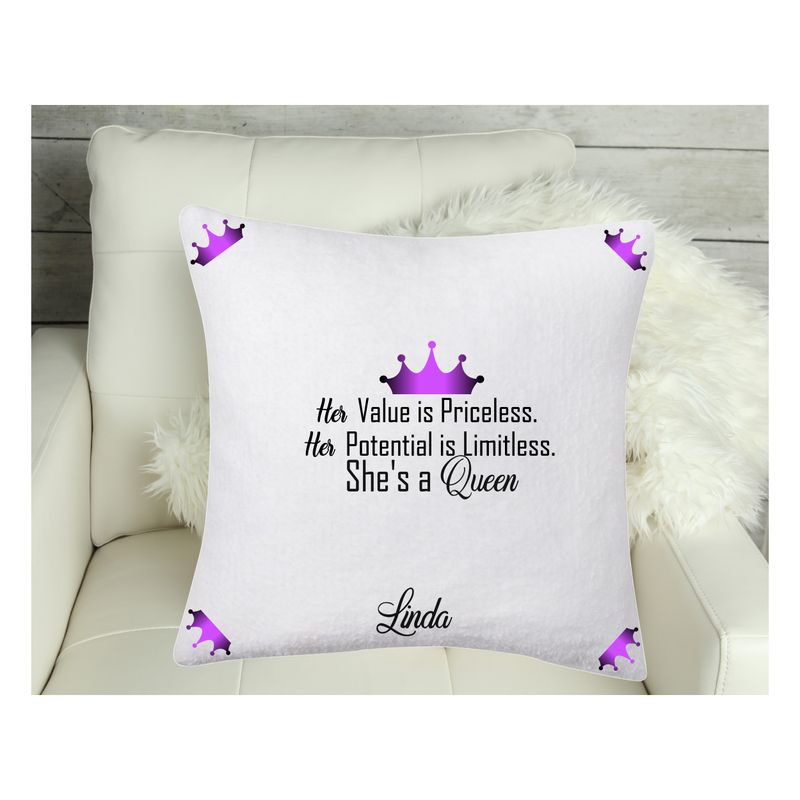 Customized Throw Pillows for Her &quot;She&#39;s a Queen&quot;| Gift for Daughter| Customized gift for Friend| Gift for Sister| Holiday Gift for Her| Housewarming Gift| Birthday Gift for her