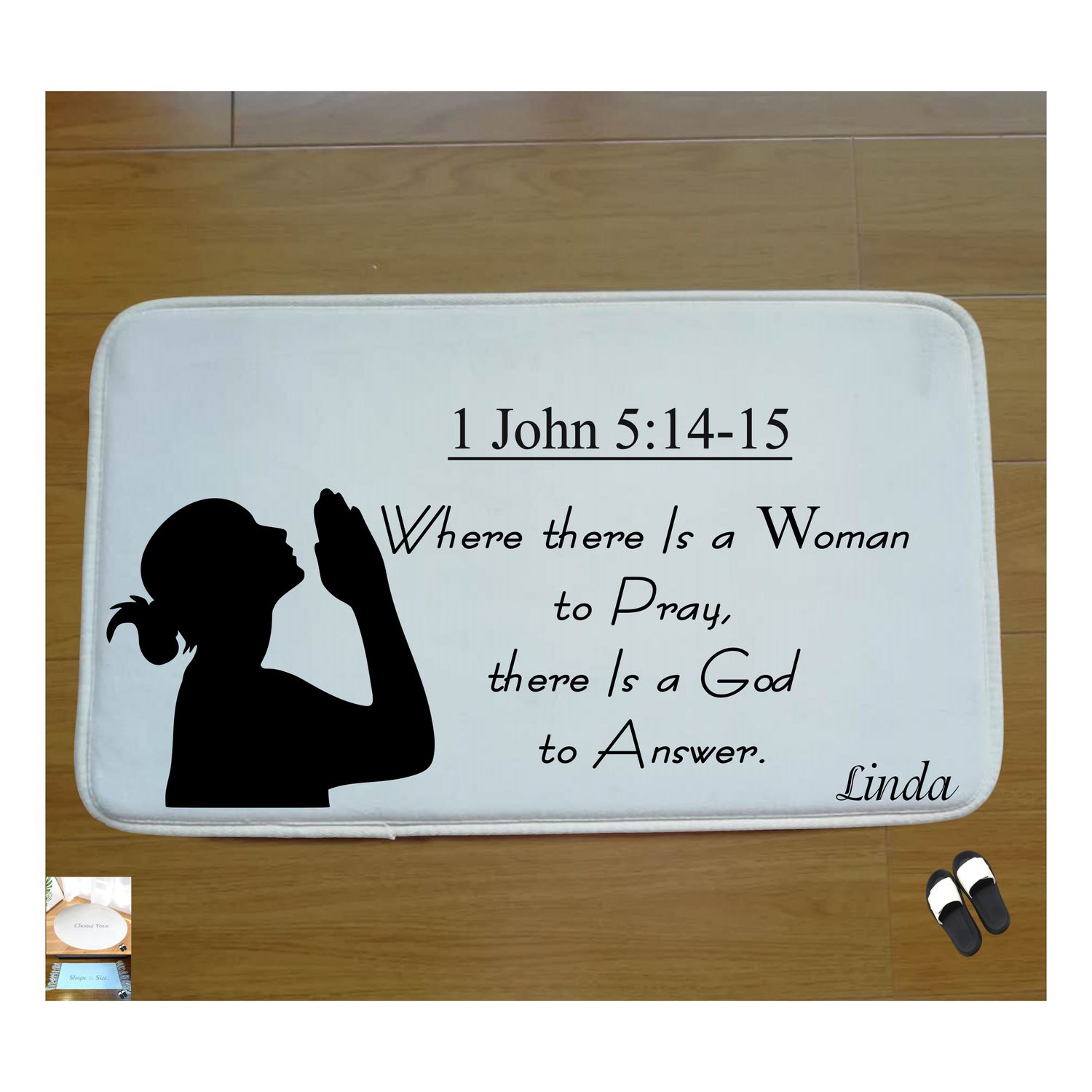 Christian Prayer Mat with Name |Religious Gift| Monogrammed Gift| Custom Church Gift| Blessing Mat| Prayer Room Accessory |Bedside Mat| Christian Comfort Gift| Faith-Inspired Home Decor