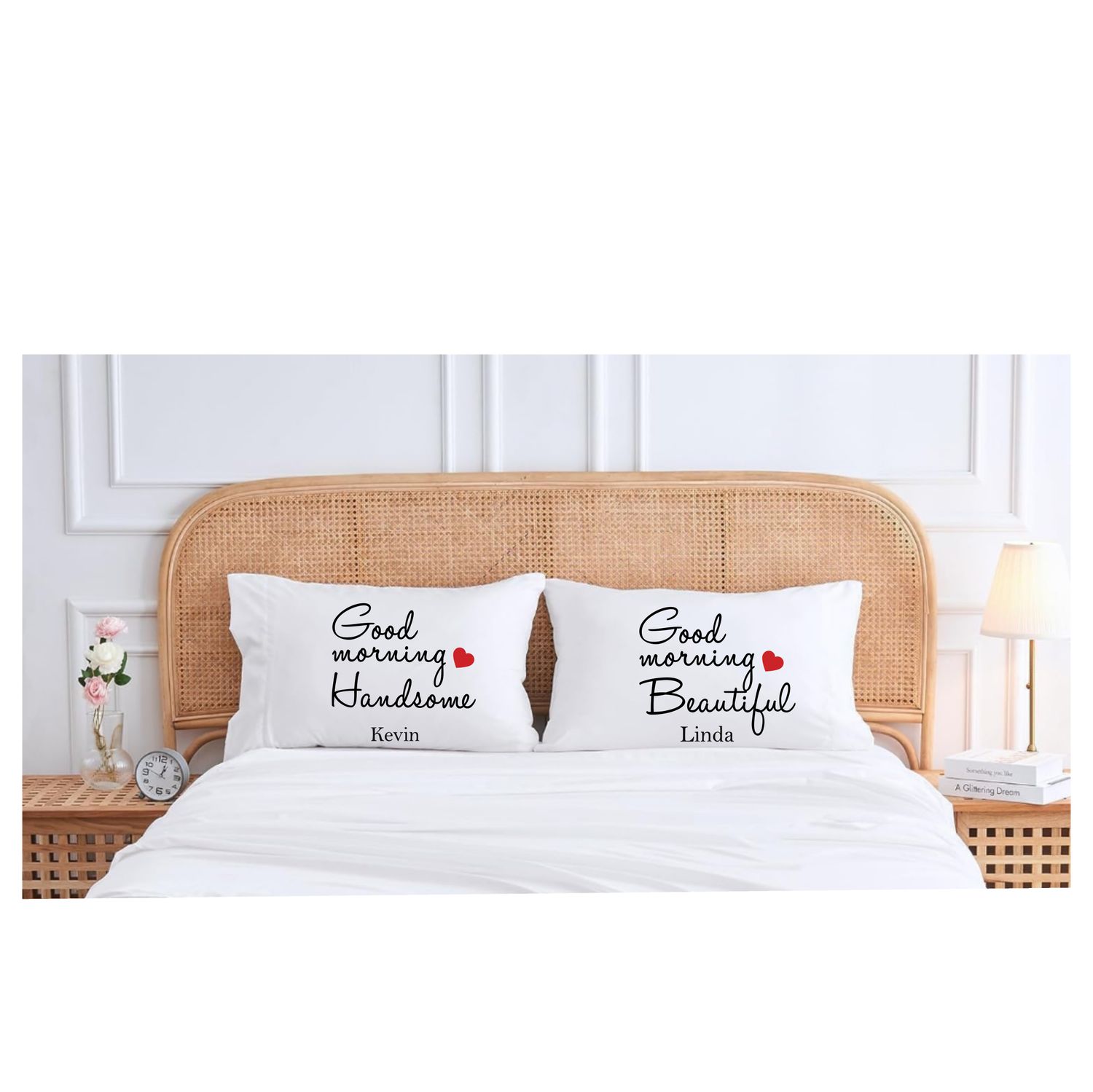 Personalized Couples Pillowcases &quot;GOOD MORNING&quot;| His &amp; Hers Cute Pillowcases| Funny Couples Gifts| Anniversary| Wedding| Engagement| Valentines Day| Christmas| His and Hers Gifts