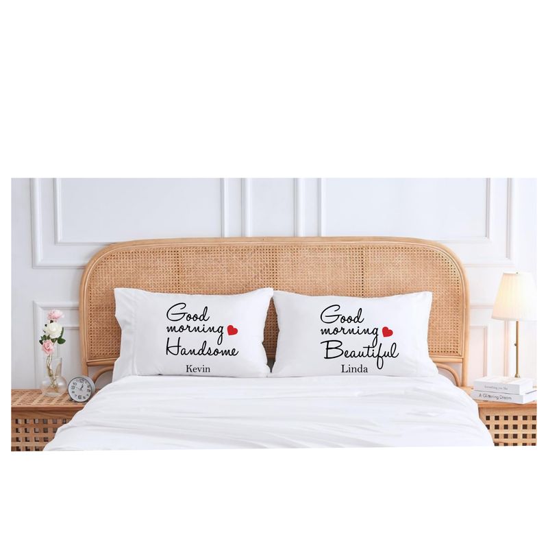 Personalized Couples Pillowcases &quot;GOOD MORNING&quot;| His &amp; Hers Cute Pillowcases| Funny Couples Gifts| Anniversary| Wedding| Engagement| Valentines Day| Christmas| His and Hers Gifts