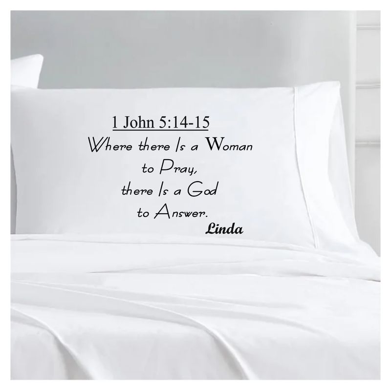 Faith-based pillowcase gift with name and scripture for restful sleep