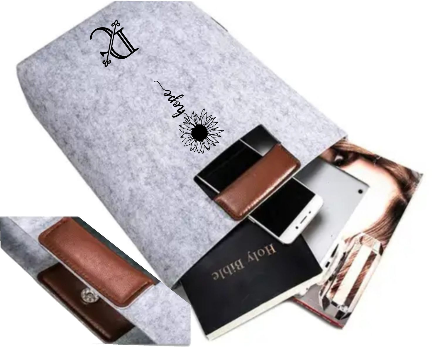 Personalized Tote &quot;HOPE&quot; &amp; Stylus Pen, Elegant Bible Tote, Religious Gift, Custom Bible Tote, Monogrammed Tote, Church Gift, Classy Tote, Bible Bag