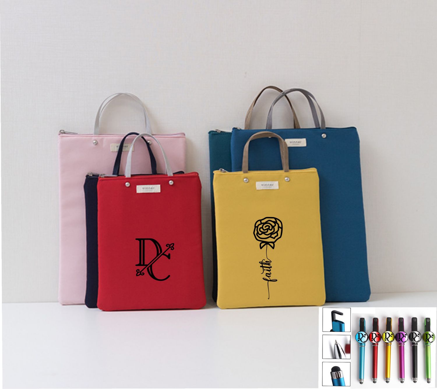 Tote &quot;FAITH&quot; with Stylus Pen, Personalized Tote, Classy Bible Tote, Religious Gift, Bible cover, Monogrammed Tote, Church Gift, Christian Gift