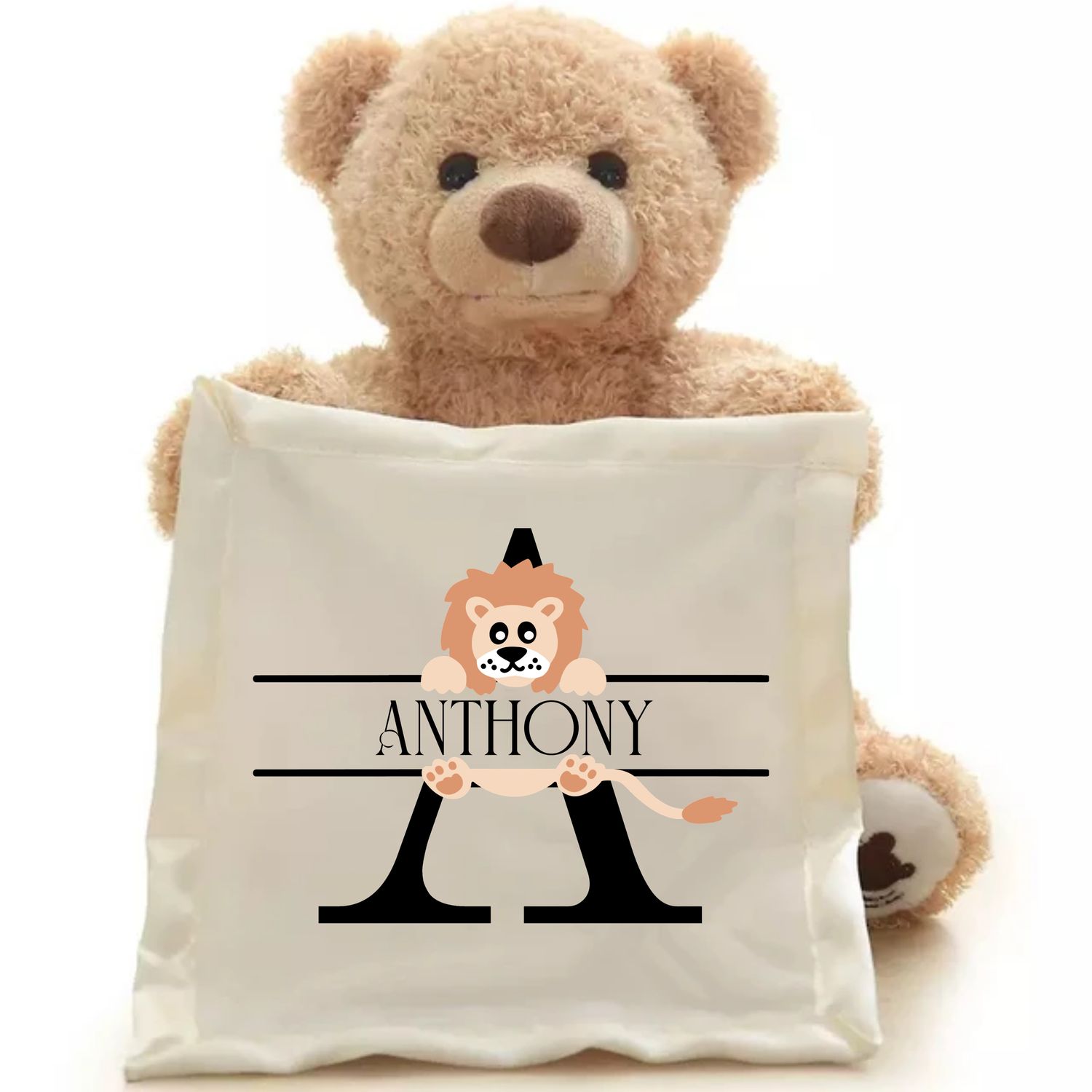 Personalized NameSake Peek-A-Boo Teddy Bear &quot;MONOGRAM&quot;| Personalized Toy| Plush Toy| Animated Toy| Personalized Teddy Bear| Stuffed Animals for all
