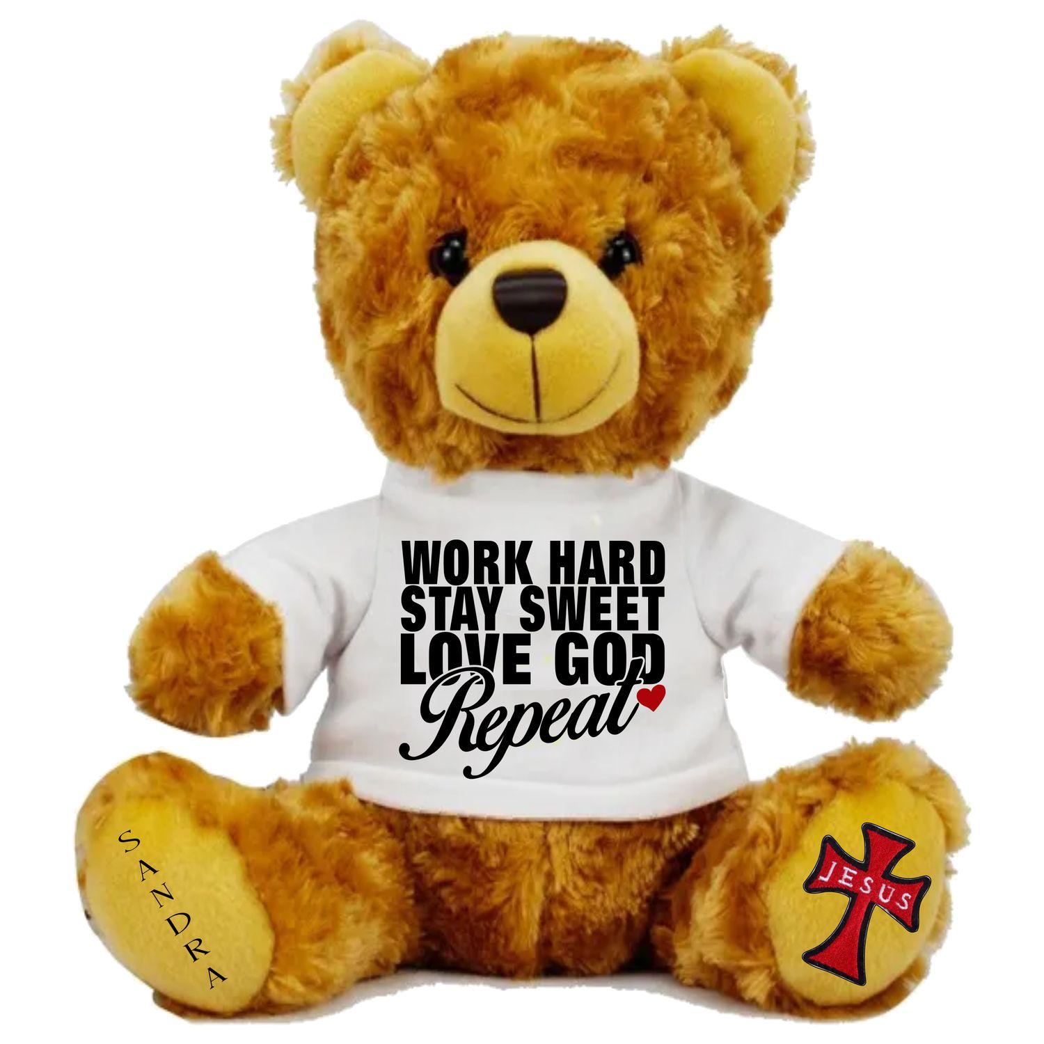 Personalized Scripture Bear &quot;WORK HARD&quot; Christian Gifts| Church Gift| Birthday Bear| Teddy Bear with Bible verse| Teddy Bear with name| NameSake Teddy Bear| Customized Stuffed Animals| Grad Bear