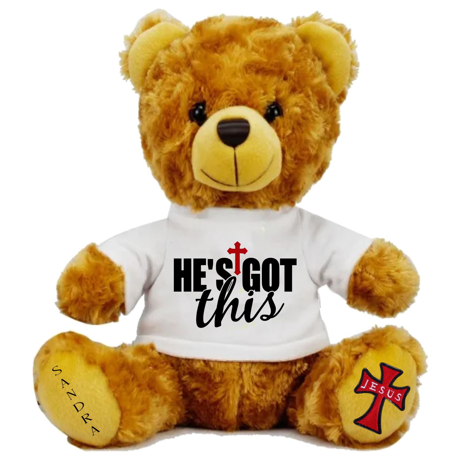 Personalized Scripture Bear &quot;HE&#39;S GOT THIS&quot; Christian Gifts| Church Gift| Birthday Bear| Teddy Bear with Bible verse| Teddy Bear with name| NameSake Teddy Bear| Customized Stuffed Animals| Grad Bear