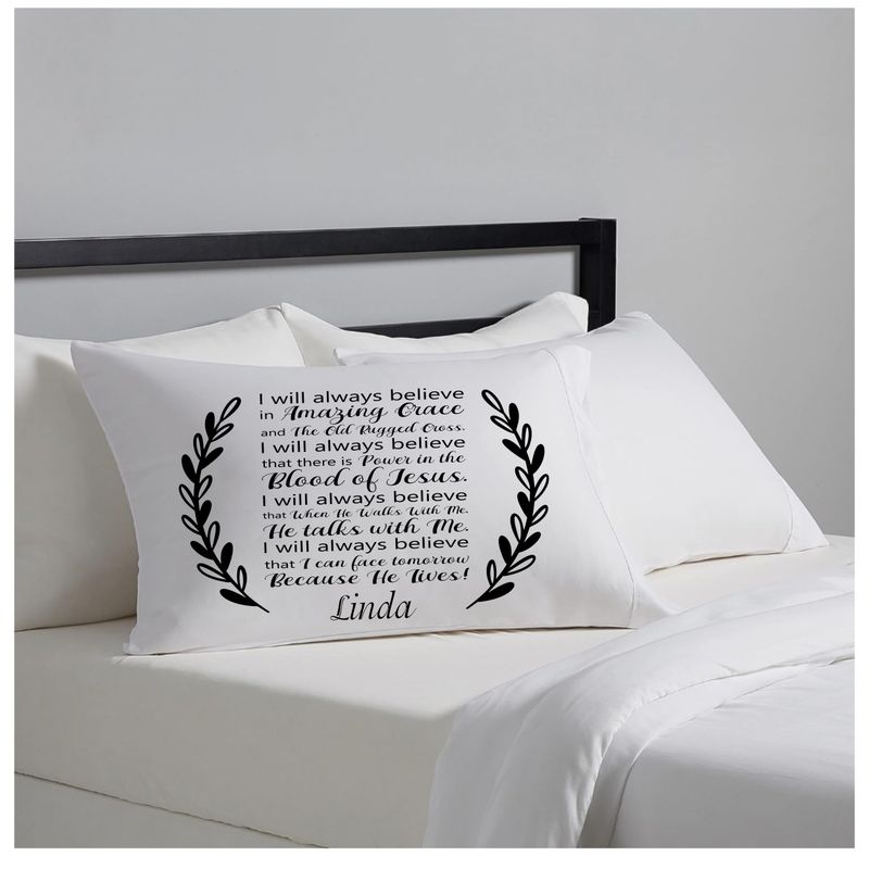Scripture-themed pillowcase designed for peaceful, faith-filled sleep