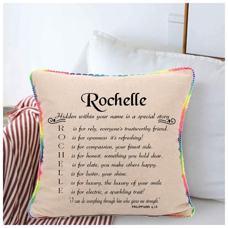 Customized Cushion with FIRST NAME meaning and origin along with unique Bible verse| First name gift| Customized gift| Custom Name| Baby Name| Personalized Cushion| Birthday Pillow| Boy Name|Girl Name