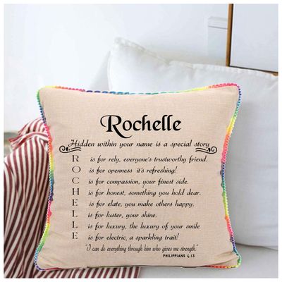 Customized Cushion with FIRST NAME meaning and origin along with unique Bible verse| First name gift| Customized gift| Custom Name| Baby Name| Personalized Cushion| Birthday Pillow| Boy Name|Girl Name
