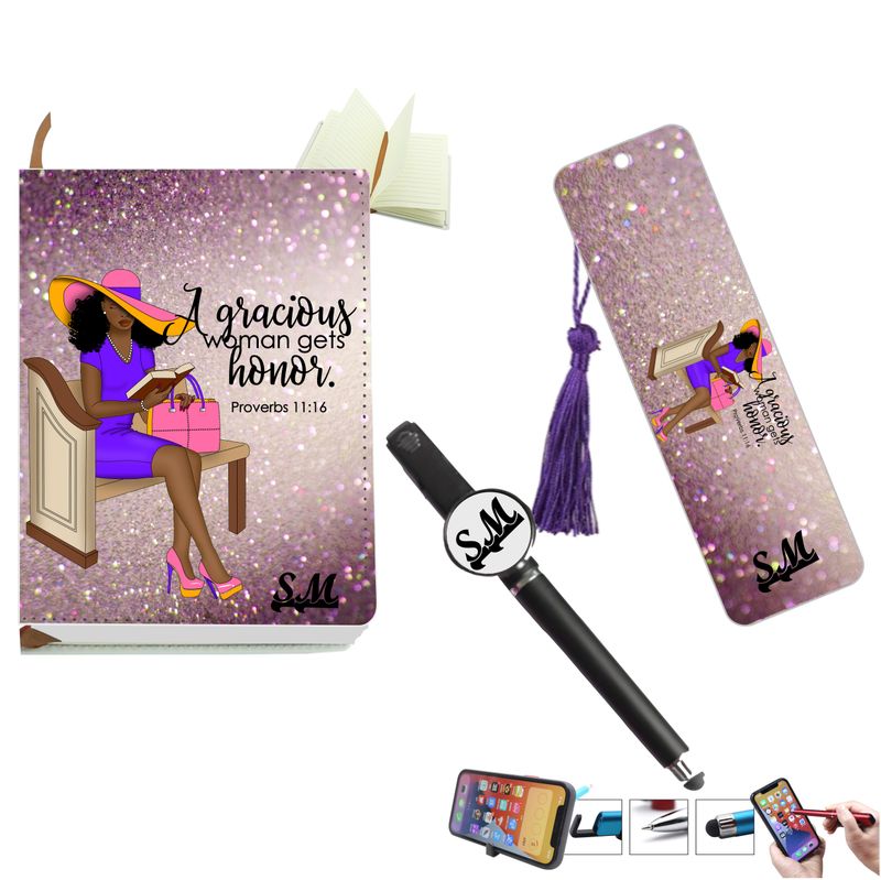 Personalized Journal with Matching Bookmark and Stylus pen, Personalized Prayer journal, Church Gift, Christian gift, Thank you gift, custom Pen, Custom Bookmark