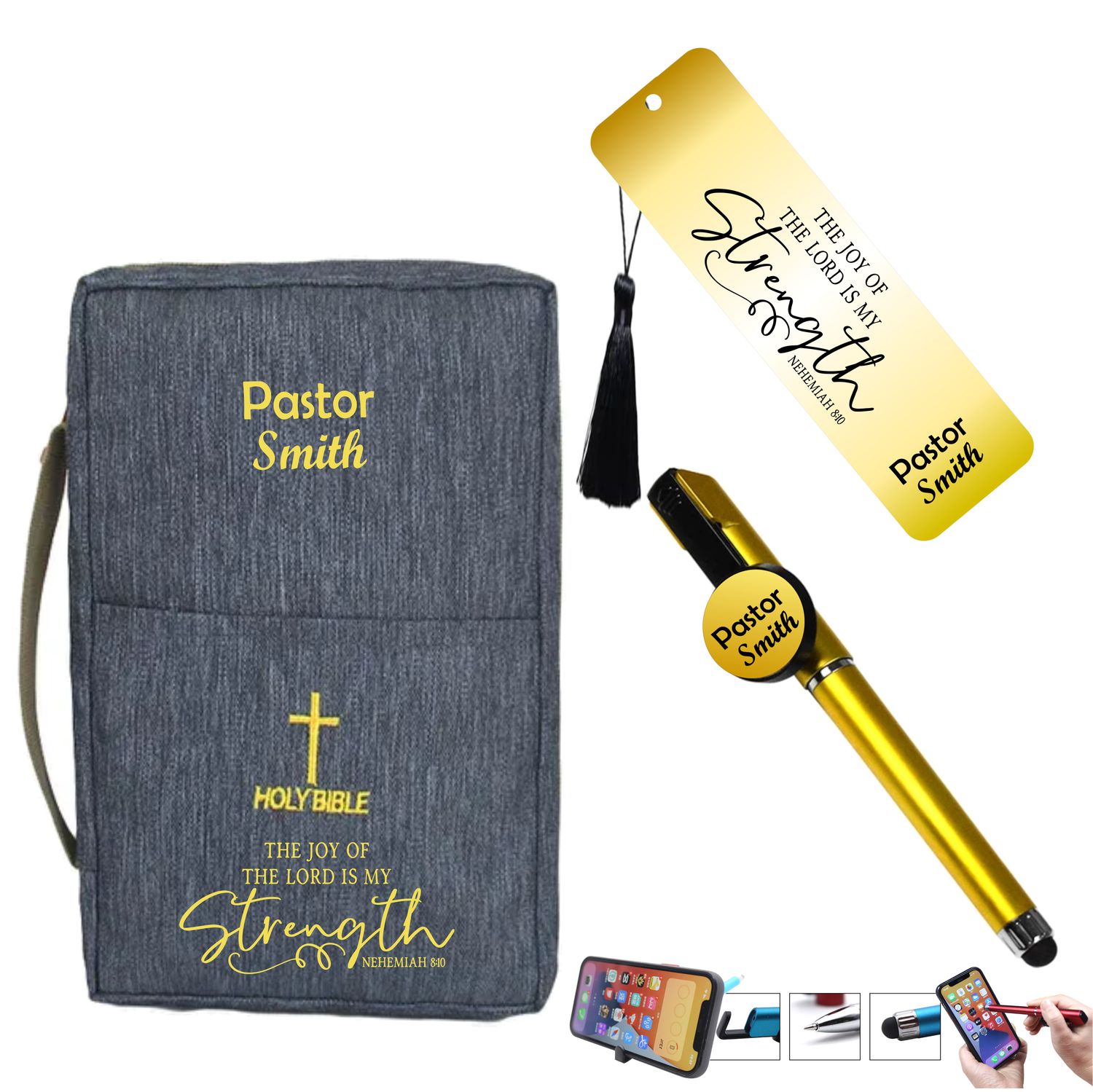 Bible Cover with Bookmark and Stylus Pen, Custom Religious Gift, Bible cover, Custom Bible Cover, Bible Case, Monogrammed Bible cover, Personalized Pen, Personalized Bookmark, Pastors Gift