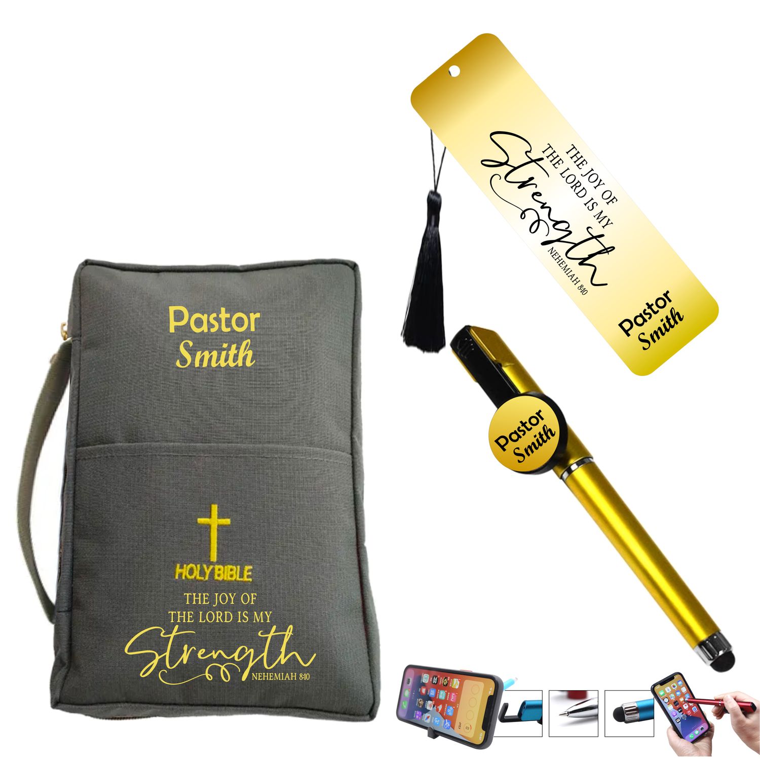 Bible Cover with Bookmark and Stylus Pen, Custom Religious Gift, Bible cover, Custom Bible Cover, Bible Case, Monogrammed Bible cover, Personalized Pen, Personalized Bookmark, Pastors Gift