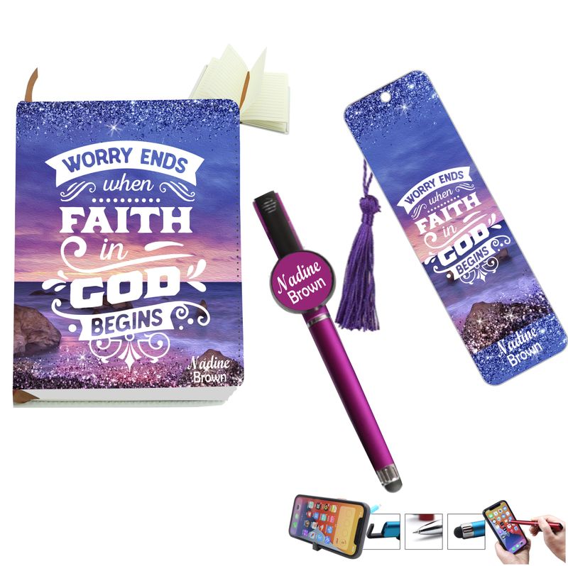 Personalized Journal with Matching Bookmark and Stylus pen, Personalized Prayer journal, Church Gift, Christian gift, Thank you gift, custom Pen, Custom Bookmark