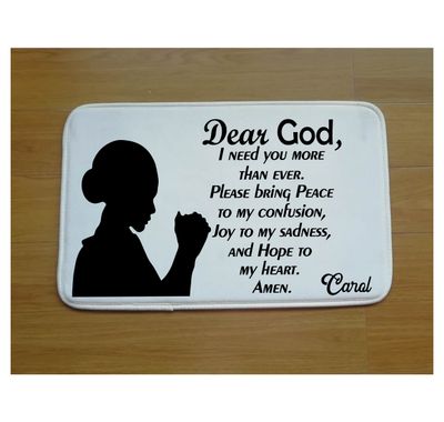 Christian Prayer Mat &quot;Dear God&quot; | Personalized Prayer Mat | Inspirational gift | Church gift | Personalized Gift| Christian gift | Prayer room accessories | Bedside mat