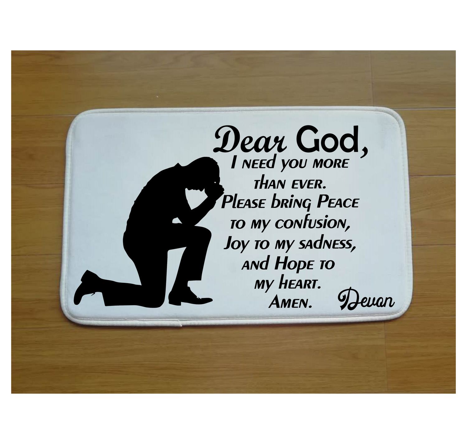 Christian Prayer Mat with Name |Religious Gift| Monogrammed Gift| Custom Church Gift| Blessing Mat| Prayer Room Accessory |Bedside Mat| Christian Comfort Gift| Faith-Inspired Home Decor