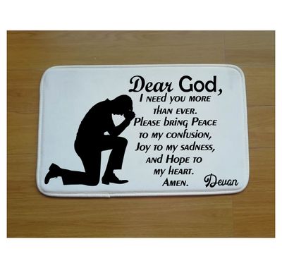 Christian Prayer Mat &quot;Dear God&quot; | Personalized Prayer Mat | Inspirational gift | Church gift | Christian gift | Prayer room accessories | Bedside mat