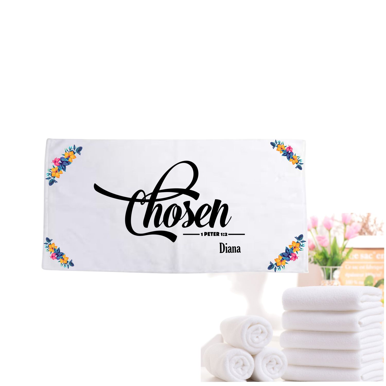 Customized Towel &quot;Chosen&quot;| Scripture Towel| Inspirational Towel| Personalized Towel| Bible Verse Towel| Ministry Towel| Pastor Towel| Clergy Towel| Prayer Towel| Pillow Towel| Accent Towel