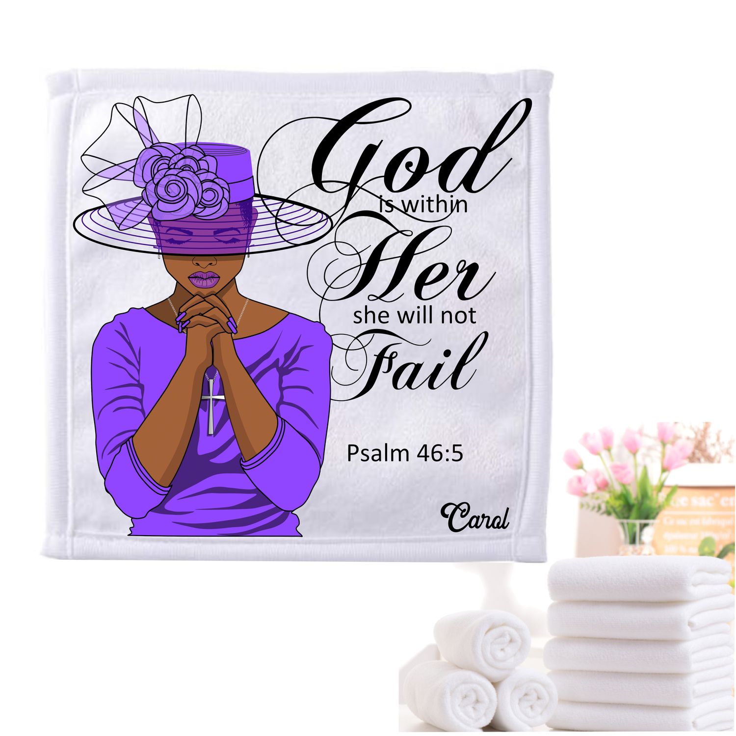 Customized Towel &quot;God is within&quot;| Scripture Towel| Inspirational Towel| Personalized Towel| Bible Verse Towel| Ministry Towel| Pastor Towel| Clergy Towel| Prayer Towel| Pillow Towel| Accent Towel