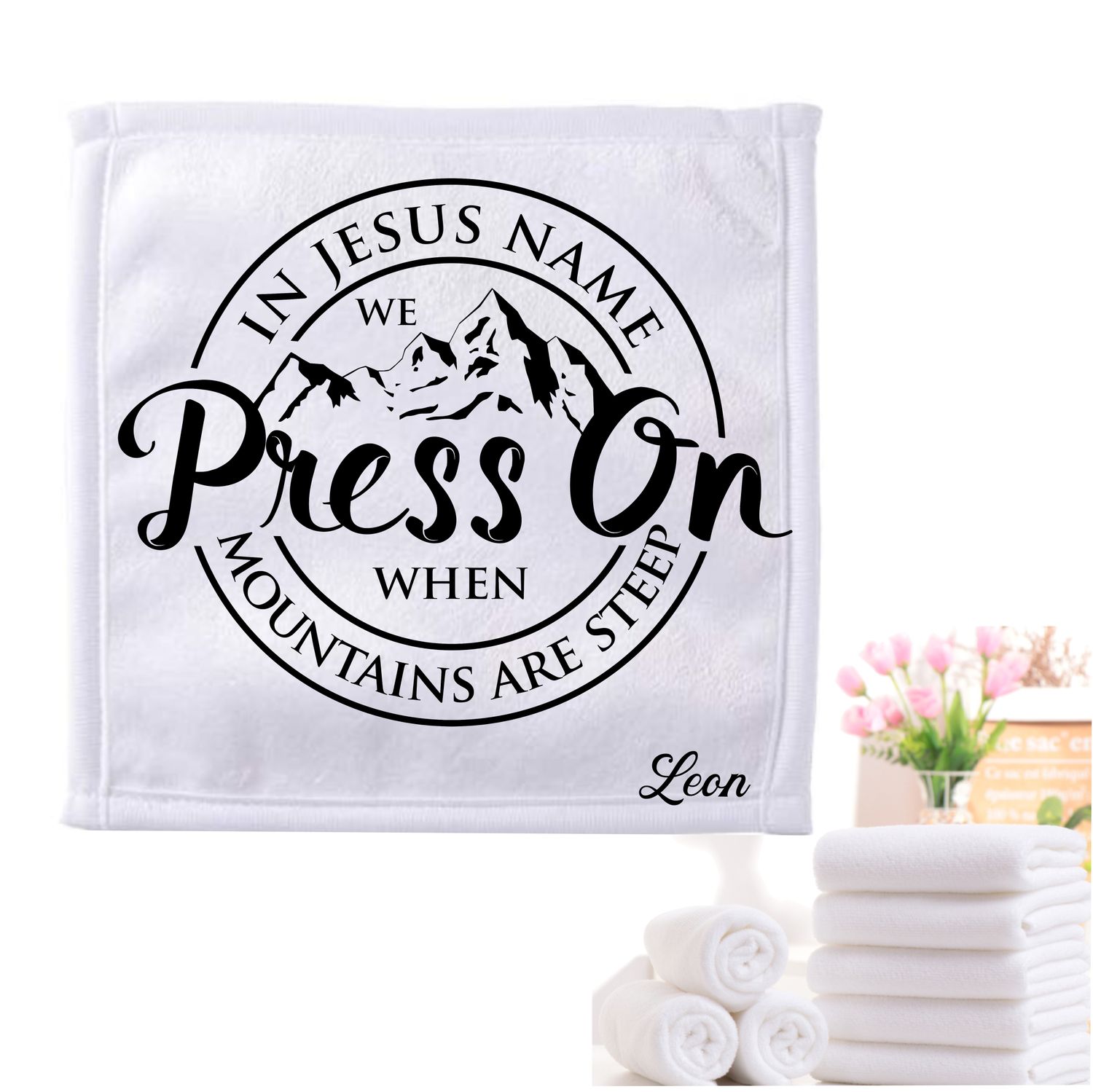 Customized Towel &quot;In Jesus name&quot;| Scripture Towel| Inspirational Towel| Personalized Towel| Bible Verse Towel| Ministry Towel| Pastor Towel| Clergy Towel| Prayer Towel| Pillow Towel| Accent Towel