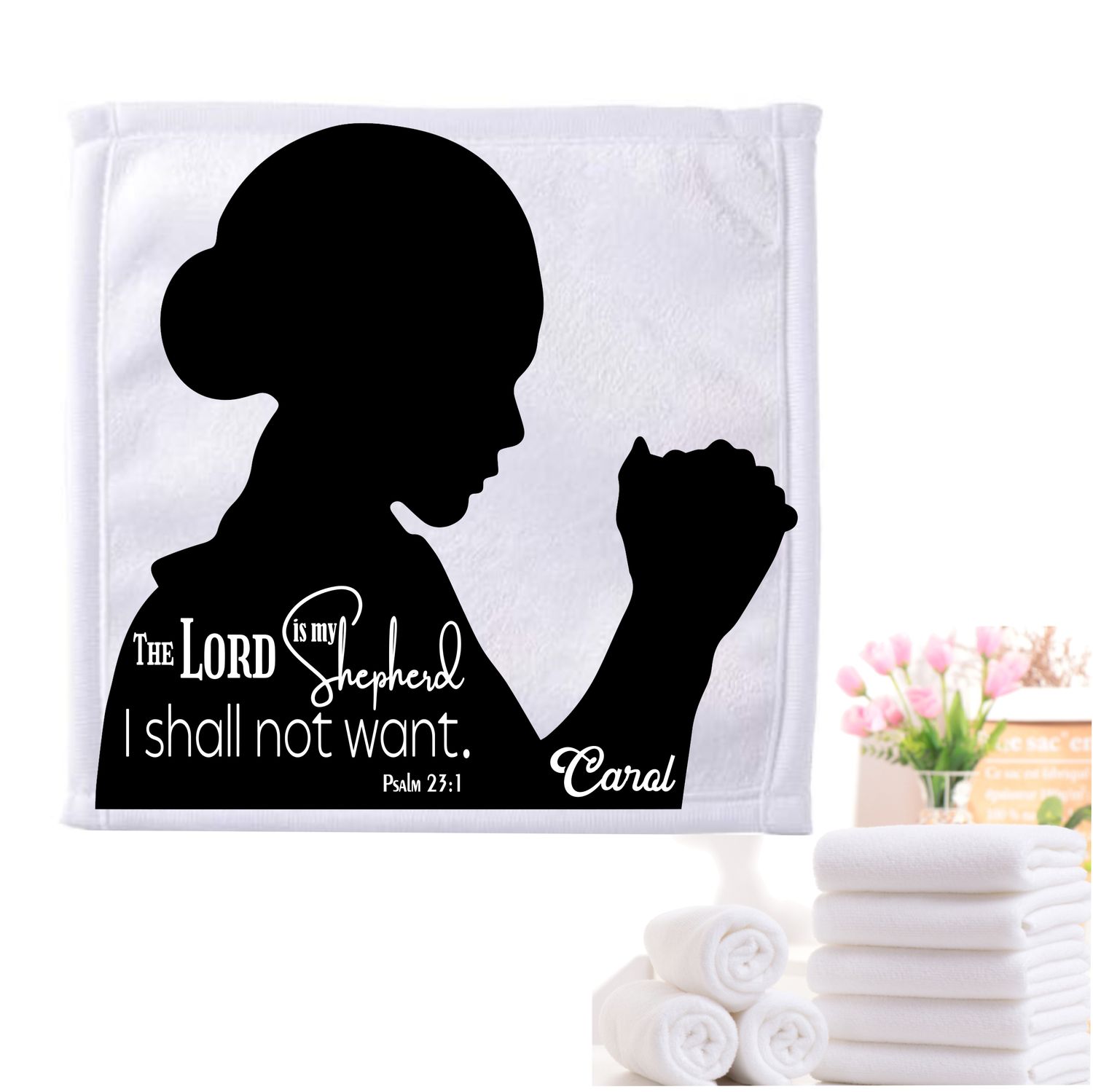 Customized Towel &quot;Psalm 23&quot;| Scripture Towel| Inspirational Towel| Personalized Towel| Bible Verse Towel| Ministry Towel| Pastor Towel| Clergy Towel| Prayer Towel| Pillow Towel| Accent Towel