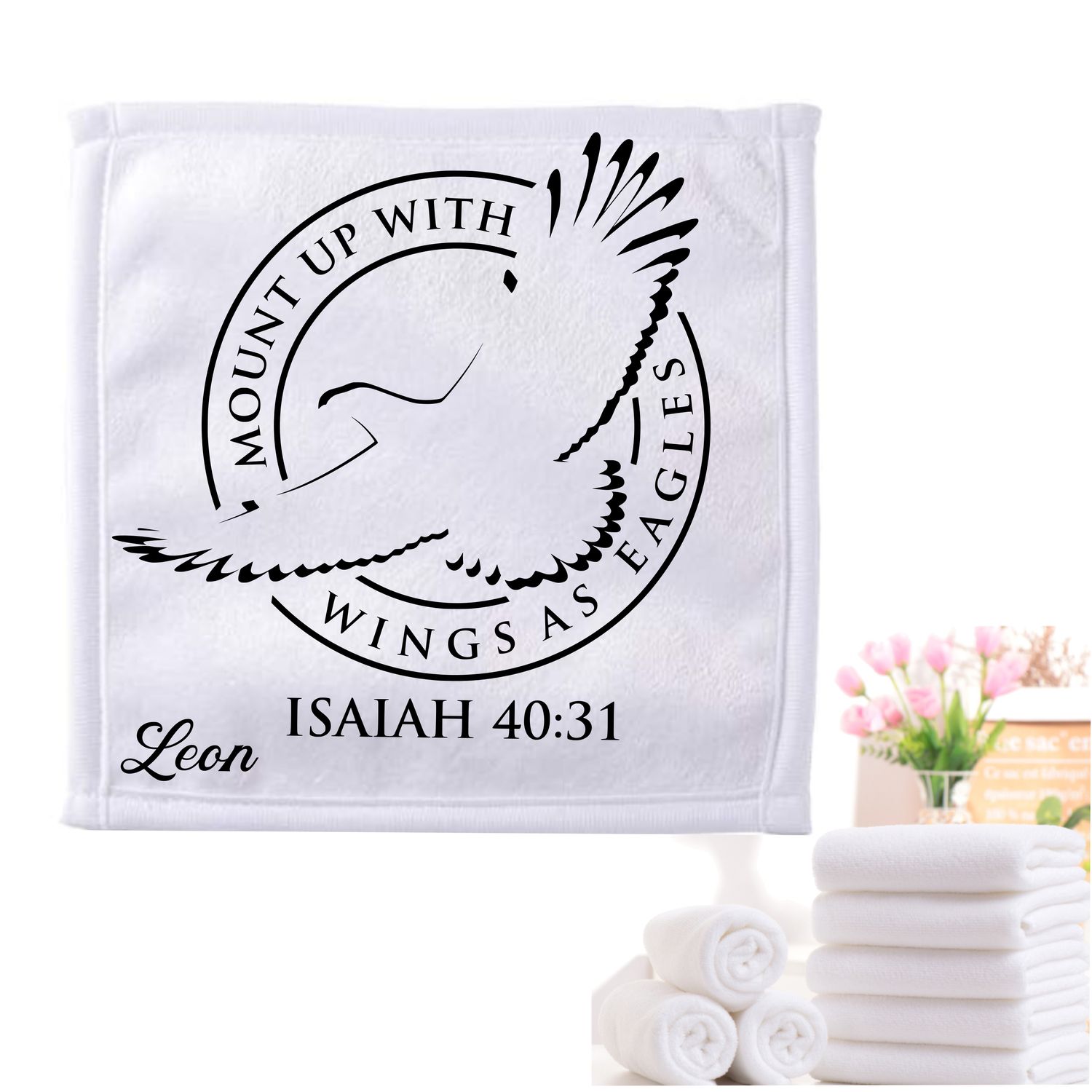 Monogrammed Scripture Towels| Personalized Religious Towels| Custom Faith-Based Towels| Biblical Towels| Church Towels with Quotes| Ministry Towels| Prayer Towels| Pillow Towels| Christian Towels