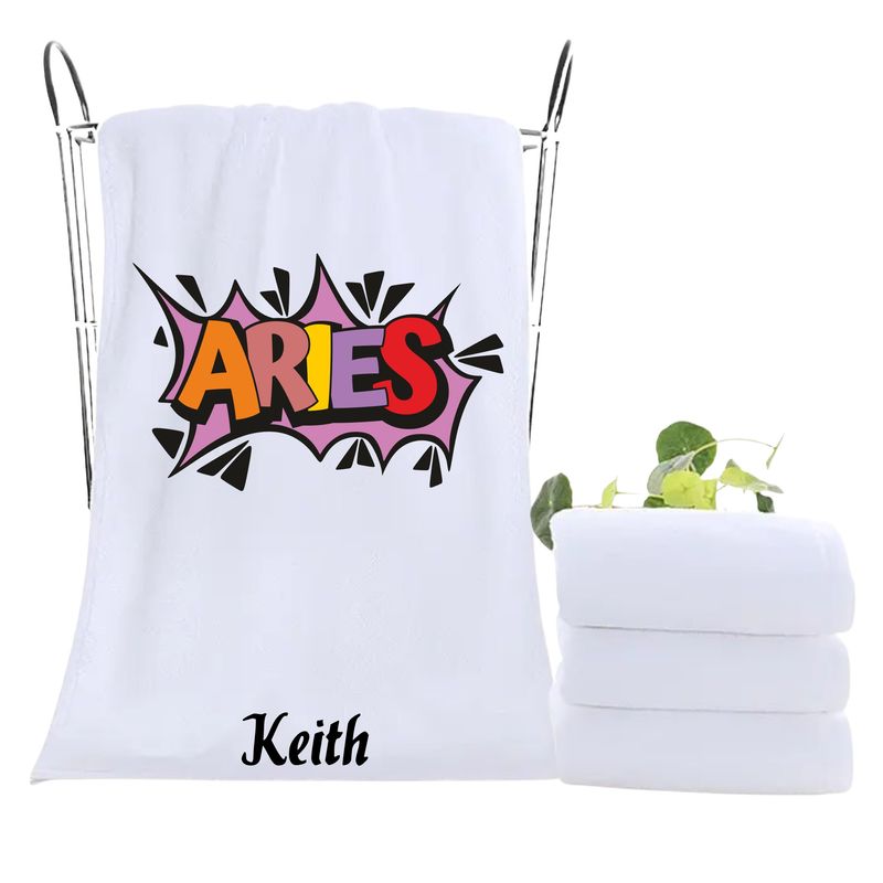 Monogrammed Towels| Luxury Personalized Birthday Towels| Family Towels| Personalized Hand Towels| Custom Beach Towels| Personalized Bath Towels| Beach &amp; Pool Party Gift| Birth Sign Gift| Zodiac Sign