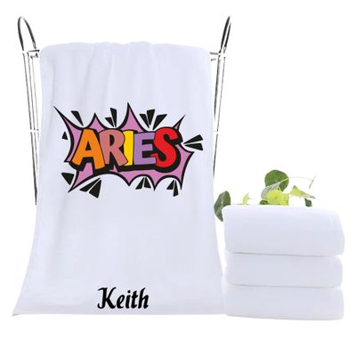 Monogrammed Towels| Luxury Personalized Birthday Towels| Family Towels| Personalized Hand Towels| Custom Beach Towels| Personalized Bath Towels| Beach &amp; Pool Party Gift| Birth Sign Gift| Zodiac Sign