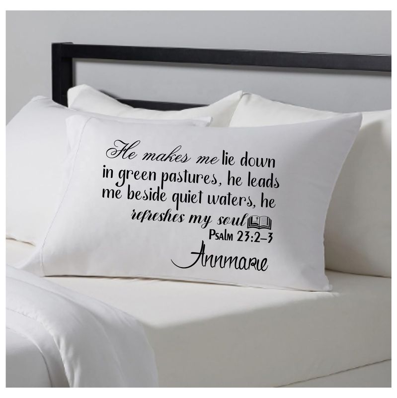 Elegant prayer pillowcase with custom name and spiritual blessings
