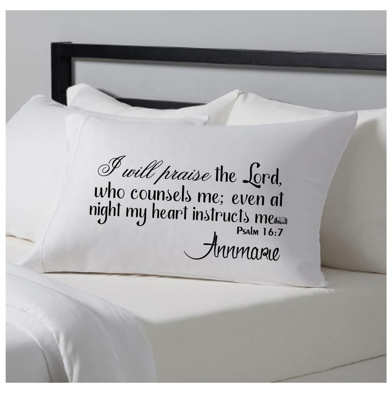 Faith-based pillowcase gift with name and scripture for restful sleep