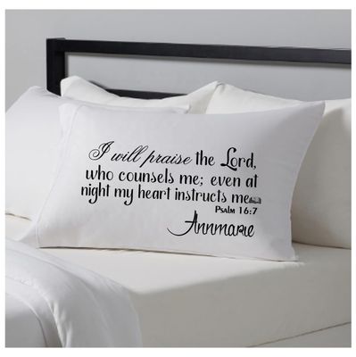 Faith-based pillowcase gift with name and scripture for restful sleep