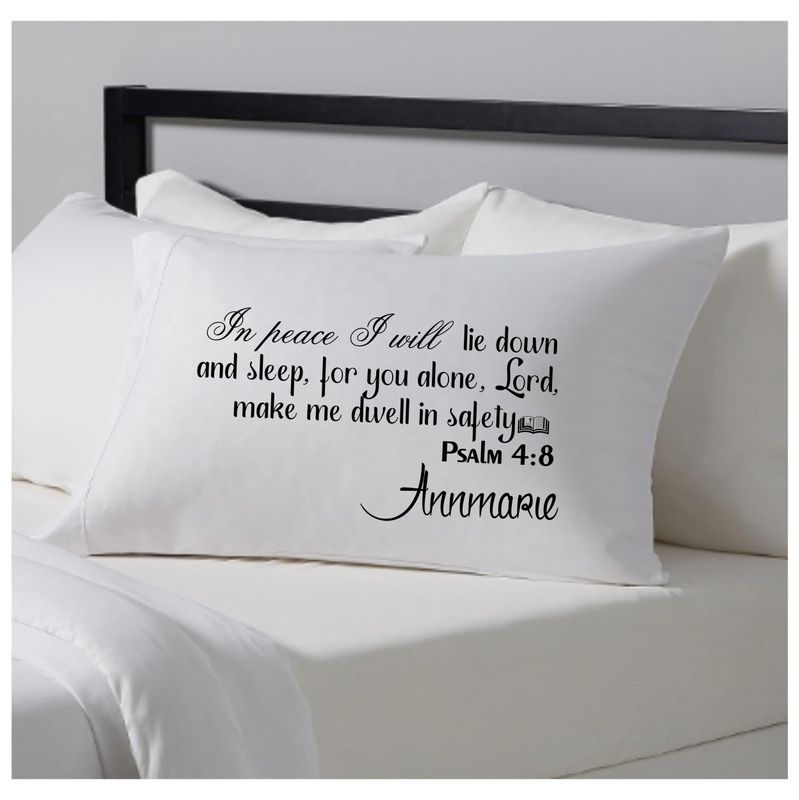 Faith-based pillowcase gift with name and scripture for restful sleep