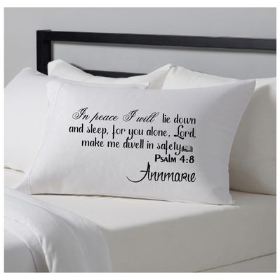 Faith-based pillowcase gift with name and scripture for restful sleep
