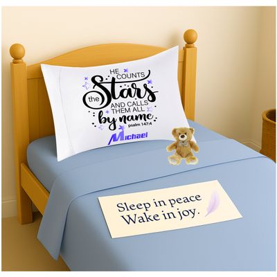 Children’s personalized prayer pillowcase with bedtime scripture and custom name