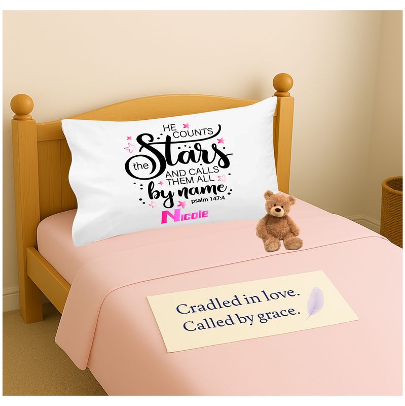 Children’s personalized prayer pillowcase with bedtime scripture and custom name