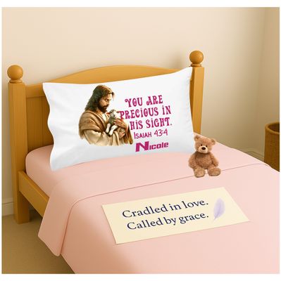 Soft Christian pillowcase for kids featuring uplifting quotes and gentle design