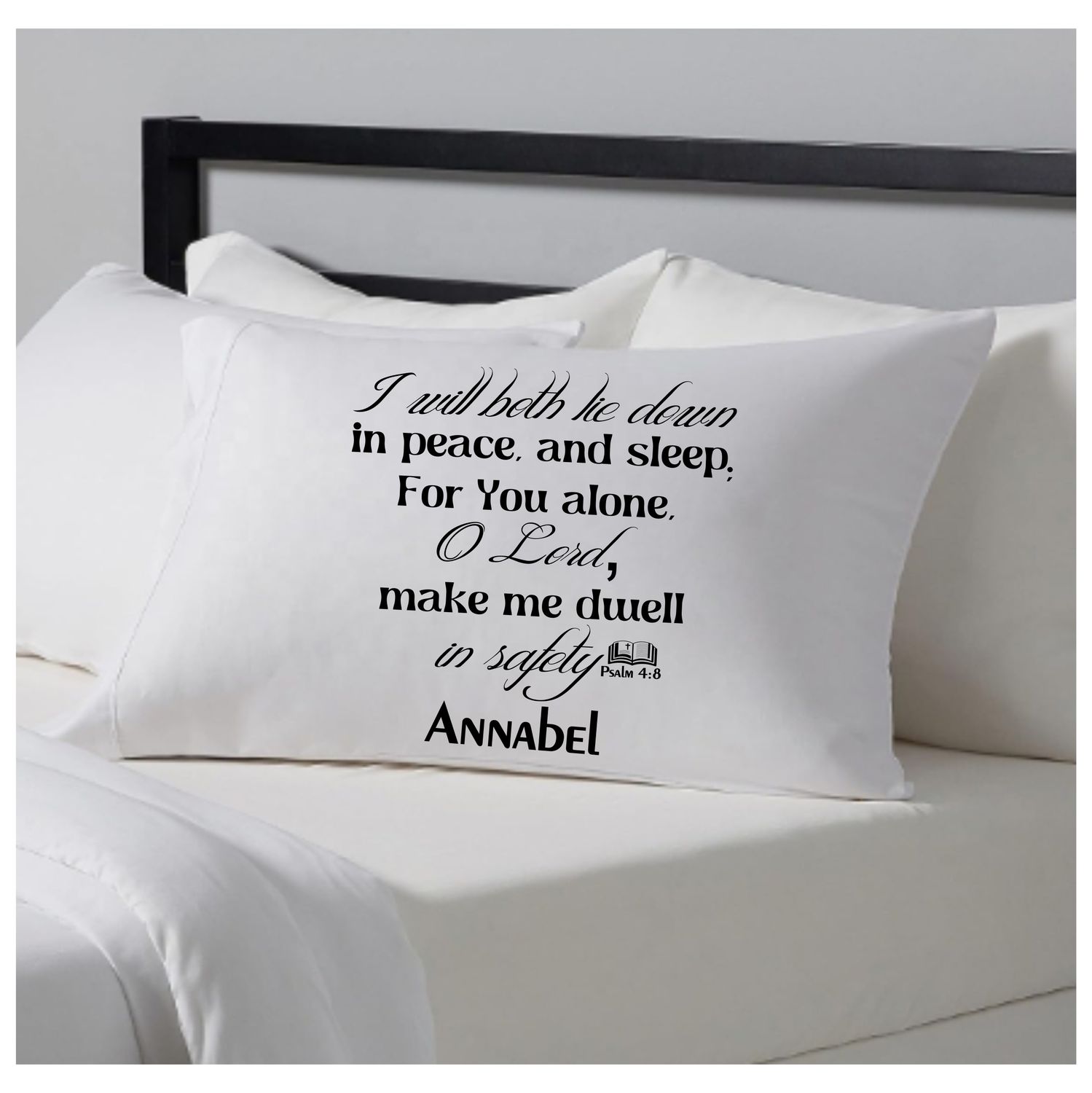 Faith-based pillowcase gift with name and scripture for restful sleep
