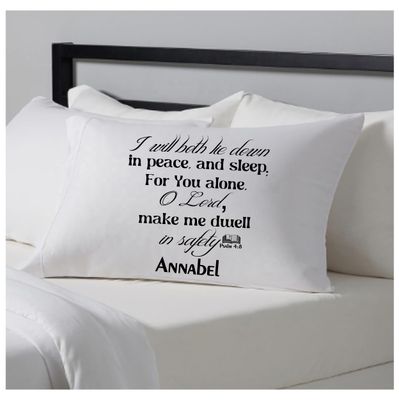 Faith-based pillowcase gift with name and scripture for restful sleep