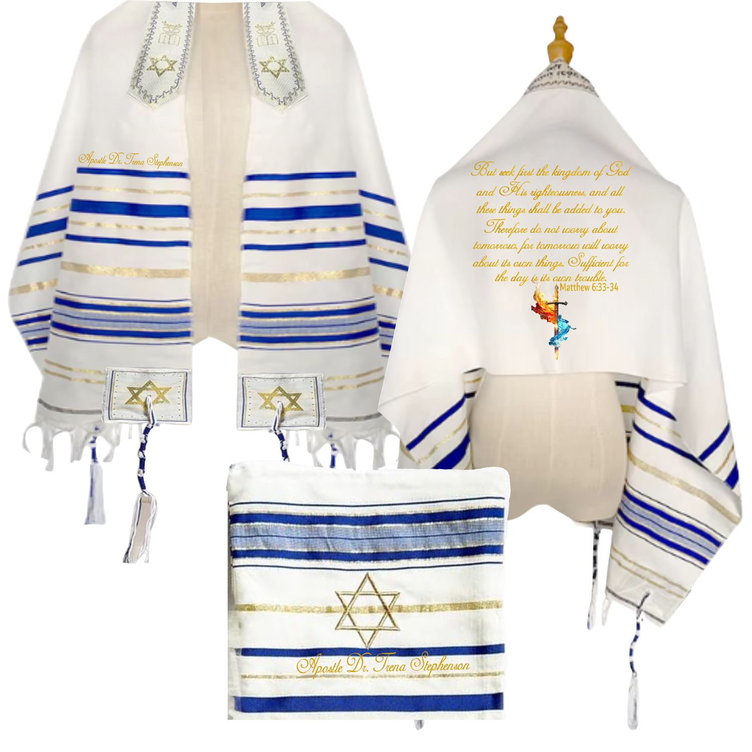Customized Prayer Shawl with Name &amp; Scripture| Christian-Messianic Tallit| Personalized Prayer Shawl &amp; Pouch| Personalized Christian Prayer Wrap| Christian Comfort Gift