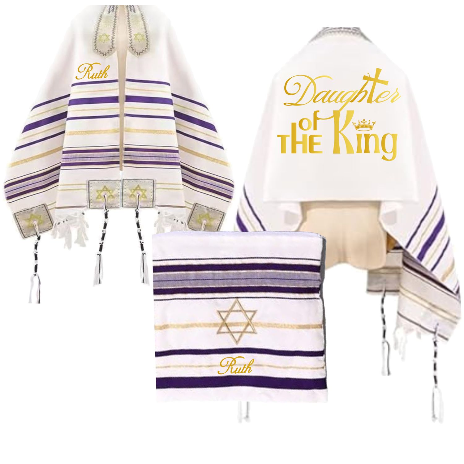 Personalized Christian prayer shawl with custom name, scripture verse, and matching pouch – crafted for worship and comfort