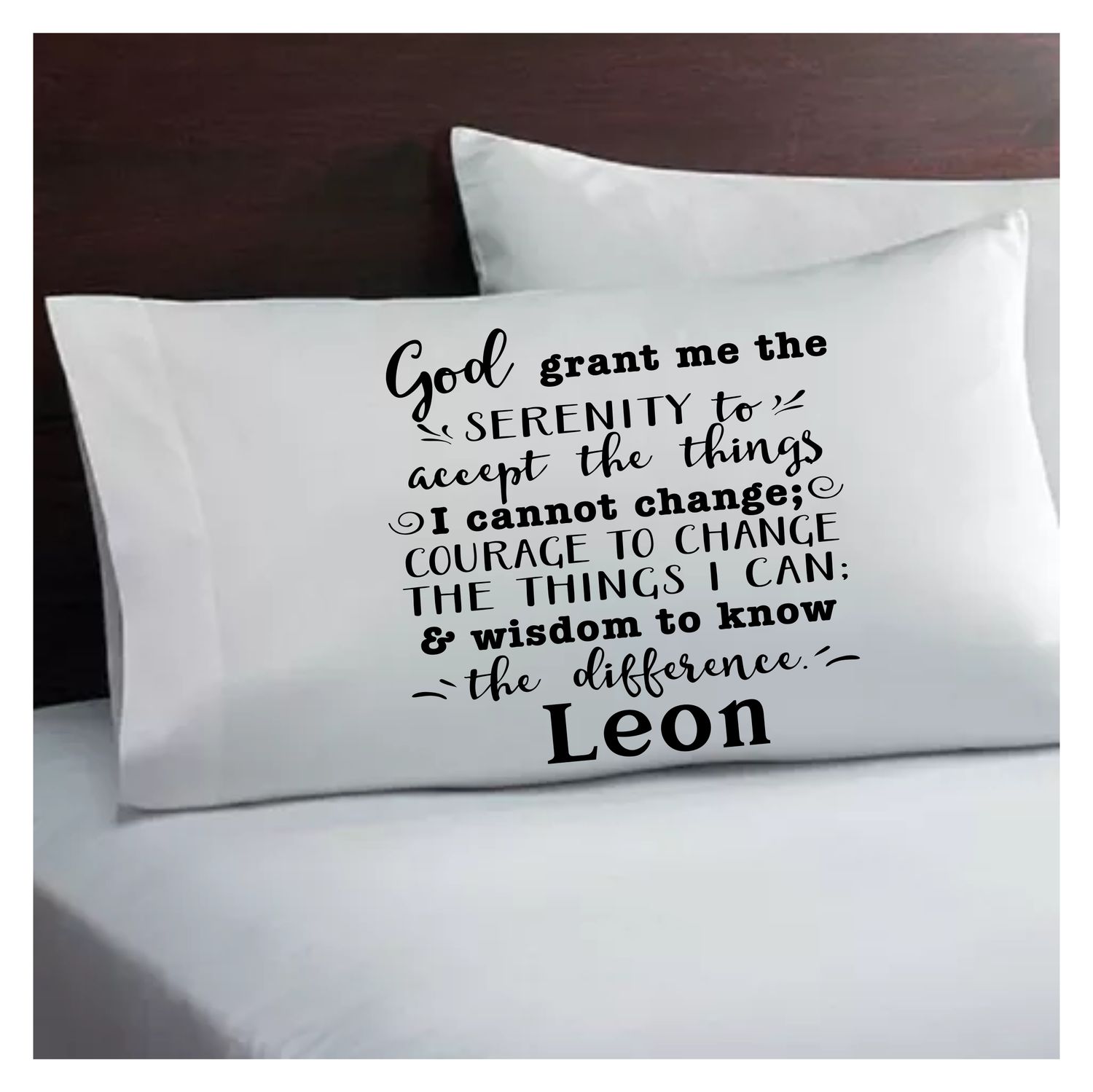 Faith-based pillowcase gift with name and scripture for restful sleep