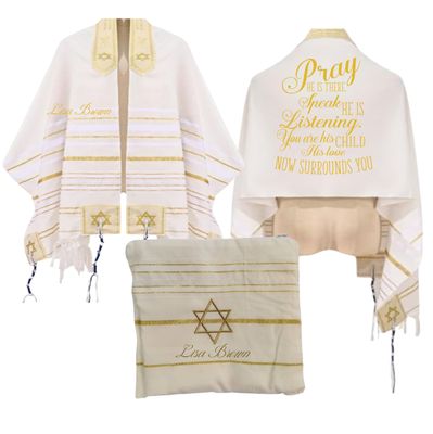 Customized Prayer Shawl with Name & Scripture| Christian-Messianic Tallit| Personalized Prayer Shawl & Pouch| Personalized Christian Prayer Wrap| Christian Comfort Gift Personalized Christian prayer shawl with custom name, scripture verse, and matching pouch – crafted for worship and comfort