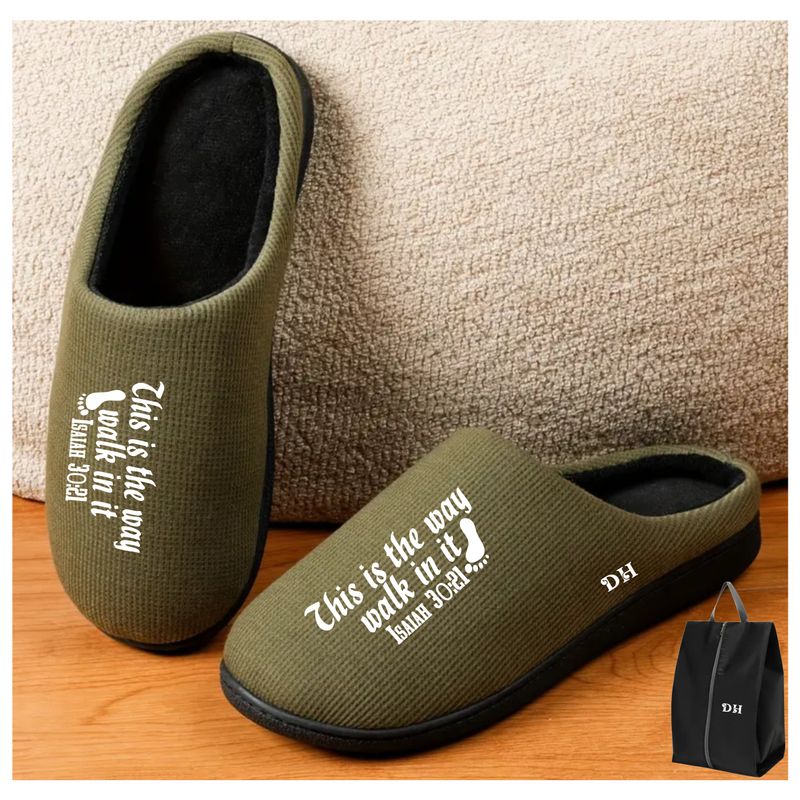 Personalized Men Indoor Slippers with Pouch
