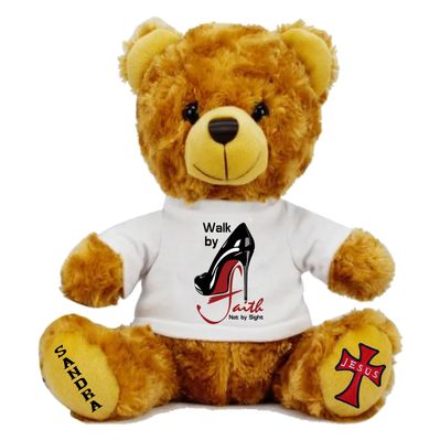 Personalized Scripture Teddy Bear with Name | Faithful Comfort Gift | Birthday Bear | Grad Bear | Customized Stuffed Animal
