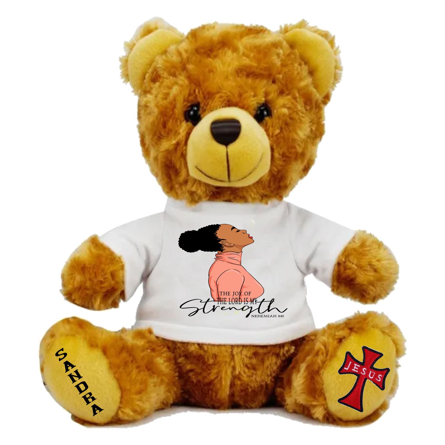 Personalized Scripture Teddy Bear with Name | Faithful Comfort Gift | Birthday Bear | Grad Bear | Customized Stuffed Animal